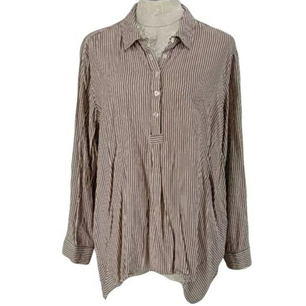 Premise‎ Studio Striped 1X peasant tunic Blouse